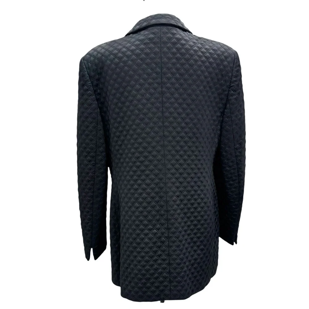 ESCADA ELEMENTS BLACK SILK DIAMOND STITCH DESIGN FITTED BLAZER JACKET
